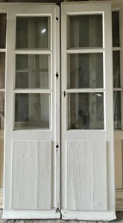 Portes double vitrées, copie d'ancienne en bois exotique et verre épais