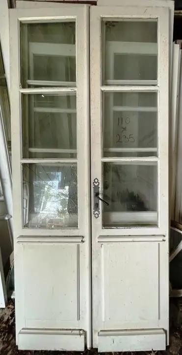Portes double vitrées, copie d'ancienne en bois exotique et verre épais