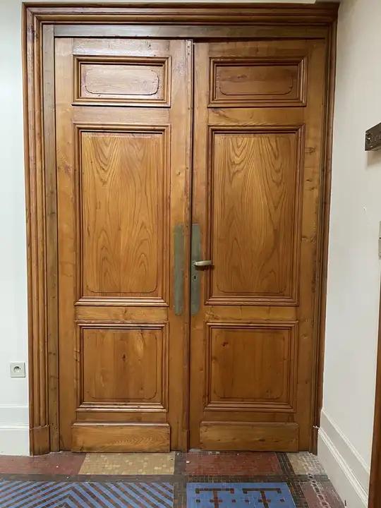 Ancienne porte double à trois panneaux
