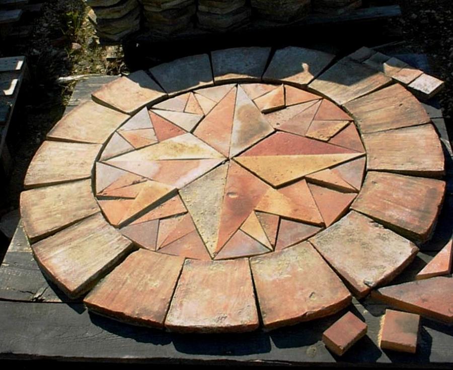 Frise de carrelage ancien de terre cuite