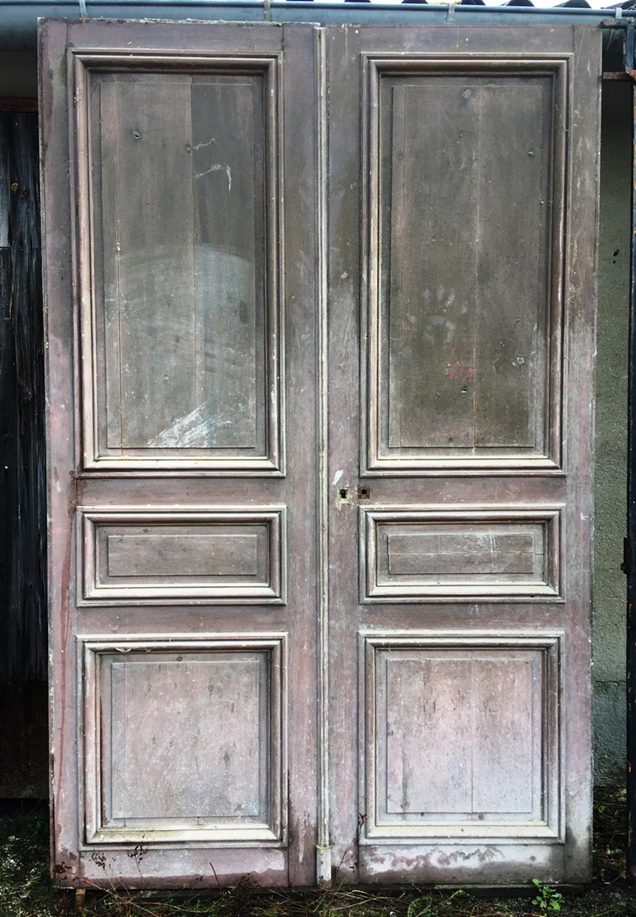Ancienne porte double palière en sapin