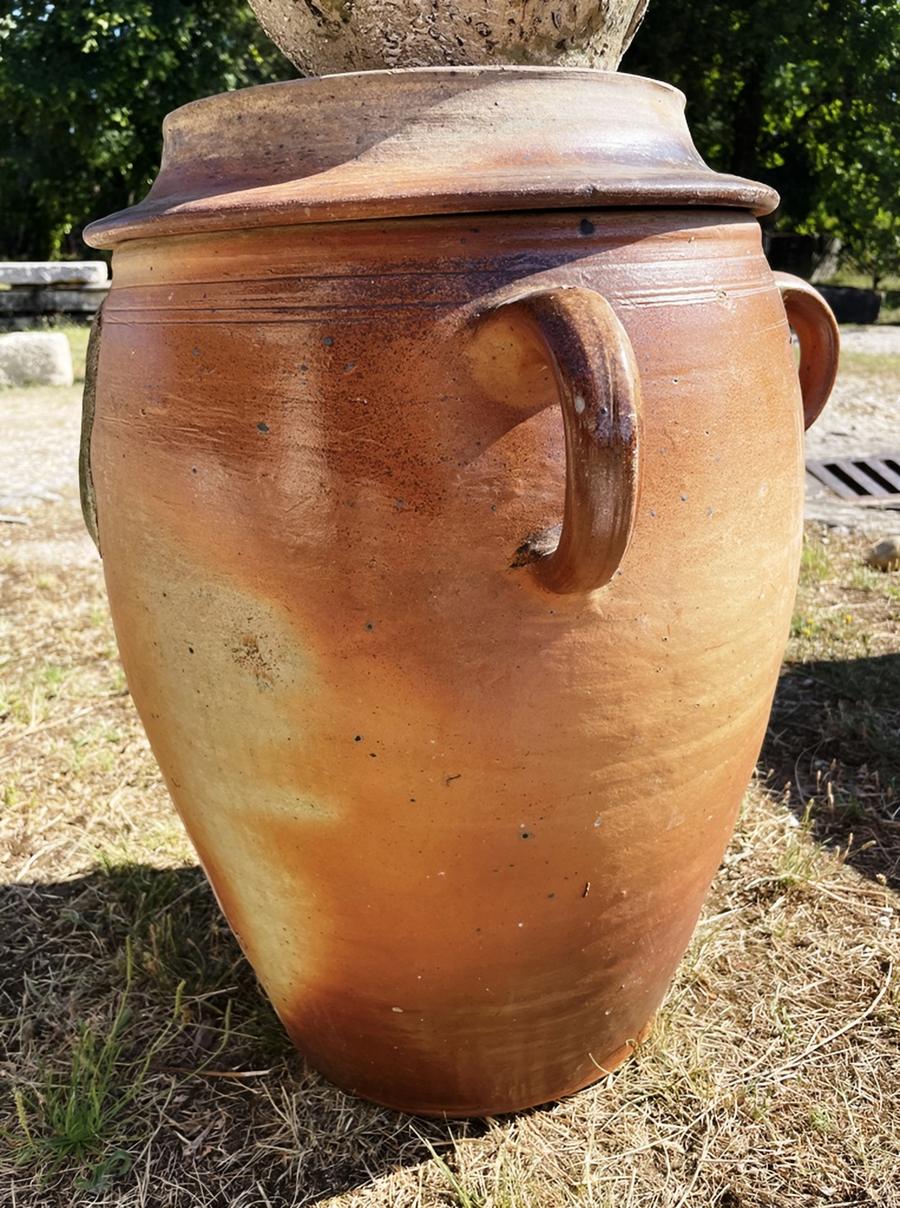 Ancienne poterie vernissée avec anses