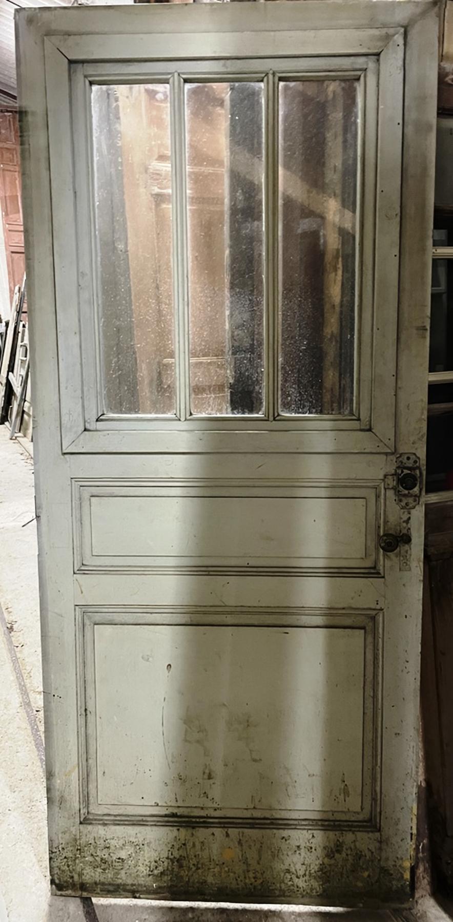 Porte vitrée ancienne en sapin