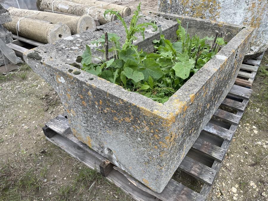 Ancien bac en ciment avec égouttoir en pente