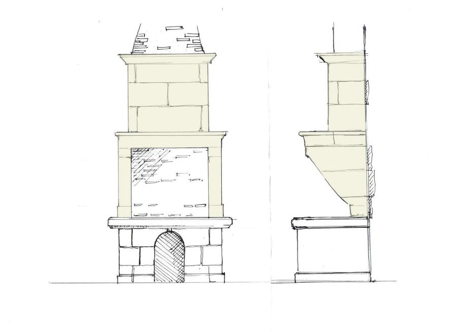 socle plan de travail pour une cheminée bassse